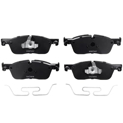 Image of Detroit Axle - 8pc Brake Kit Replacement for 2017-2020 Jaguar F-Pace | 2018-2020 Land Rover Range Rover Velar, Drilled Slotted Disc Brake Rotors Ceramic Brake Pads with Hardware 2019