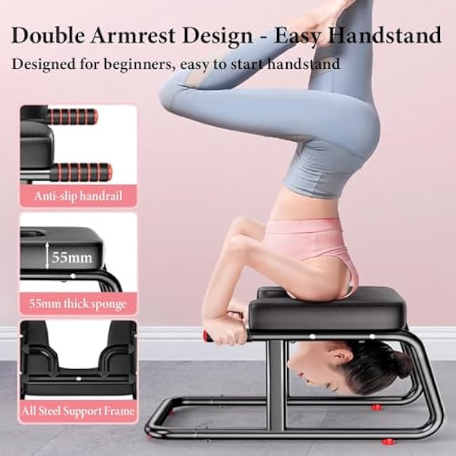 Yoga Headstand Bench,Yoga Inversion Bench with Armrests,One-Piece Design,550lbs Weight Capacity, Suitable for Relieving Fatigue, Fitness and Strength Training