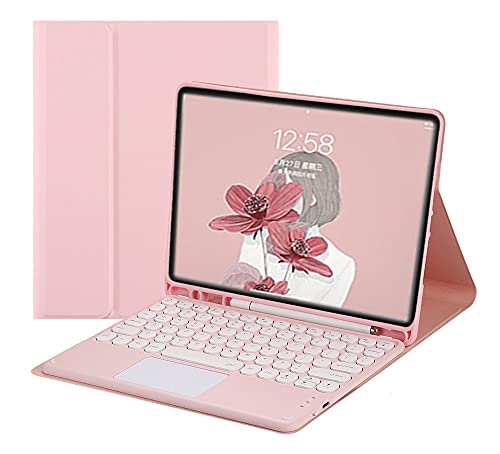 HENGHUI Keyboard Case for iPad Air 11 inch (M3/M2)/ iPad Air 5th 4th Generation 10.9 inch Case with Touchpad Detachable Round Key Candy Color Keyboard Cover (Pink) by HENGHUI - Used condition - US$26.80