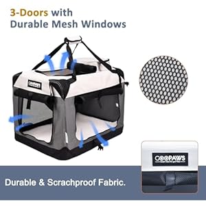 JESPET Soft Dog Crates Kennel for Pets, 3 Door Soft Sided Folding Travel Pet Carrier with Straps and Fleece Mat for Dogs, Cats(7-Light Grey, Small(24" L x 16.5" W x 16.5" H)) JESPET Soft Dog Crates Kennel for Pets 3 Door Soft Sided Folding Travel Pet Carrier with Straps and Fleece Mat for Dogs Cats7 Light Grey Small24 L x 165 W x 165 H