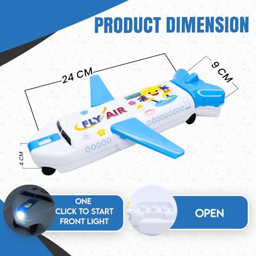 Image of PELO Aeroplane Shape Pencil Box | Airplane Pencil Box Case with Led Light for Kids Boys and Girls | Birthday Gift Item for Kids