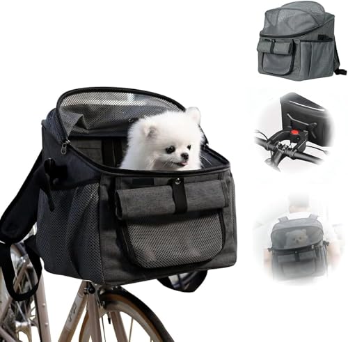 犬 リュック 犬 自転車 カゴ ペットキャリー リュック 犬 きゃりーバッグ 小型犬 猫 キャリー 5kgまで対応 猫 キャリーバッグ 大きめ サイクル 前カゴ 飛び出し 防止 リップストッ 顔出し 撥水 高耐久 犬用 猫用 (グレー,32長さ x 29幅