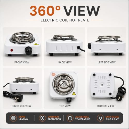 Image of 500W Mini Electric Chulha Hot Plate | Coal Burner, Portable Cooking Heater, Small Electric Stove, Charcoal Burner, Travel Stove for Home & Hostel
