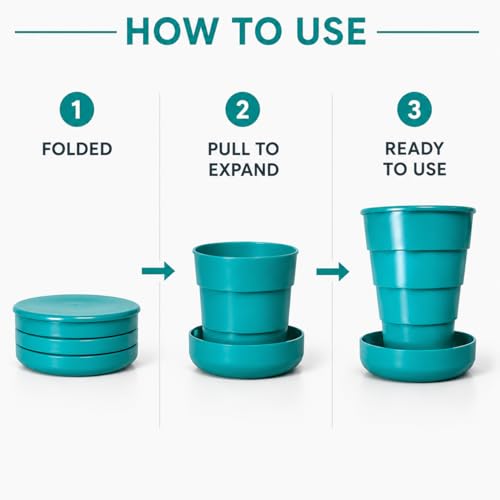 Image of Foldable Travel Glass | Collapsible Folding Travel Cup with Lid | Portable Silicone Drinking Glass | Leakproof & Reusable Cup for Traveling, Camping, School & Outdoor Use (Pack OF 1)