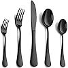 Black Silverware Set 20 Piece, Stainless...
