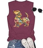 Dog Mama Tank Top Women Boho Dog Flowers Graphic Sleeveless Tees Pet Lover Shirts