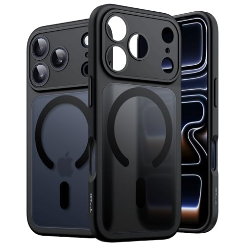 Image of JETech Magnetic Case for iPhone 17 Pro 6.3-Inch Compatible with MagSafe, Camera Lens Full Protection, Translucent Matte Back Slim Minimalist Shockproof Phone Cover (Black)
