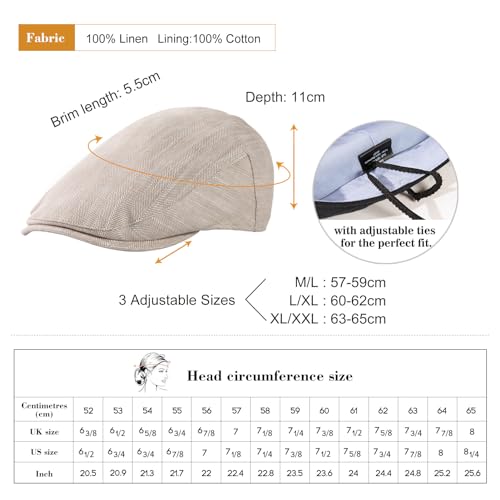 Top-Ex TE95557US-4 Men'S Linen Flat Cap - Summer Ivy Newsboy Hats thumb #1