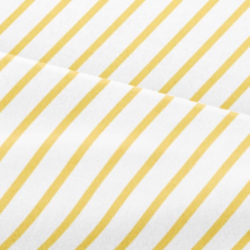 Image of Twin XL 3 Piece Striped Sheet Set - Soft & Cooling - Yellow Pencil Stripes | 1 Flat, 1 Fitted & 1 Pillowcase w / Deep Pockets, Luxury Striped Bedding, Soft, Breathable & Cooling, Wrinkle & Fade Free