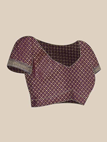 Image of Panzora Women's Banarasi Silk Saree With Unstitched Blouse Piece