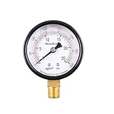Industrial Pressure Gauge,Black Steel Case Dual Scale Pressure Gauge with Brass Internals, 0-350 psi,0-25 kg/cm2, 2-1/2