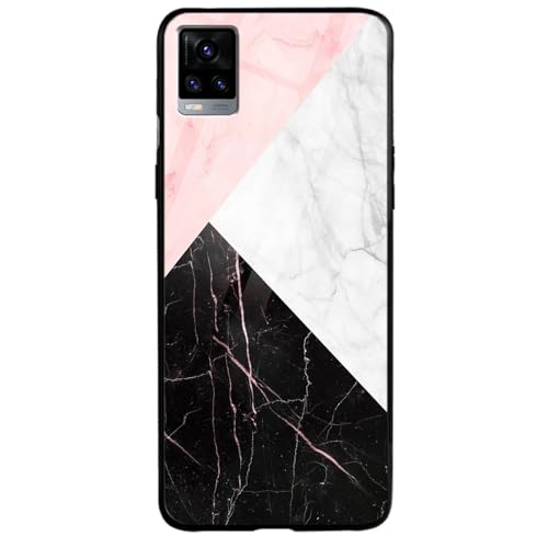 Image of COLORflow Back Cover Compatible with Vivo V20 | Beautiful Marble Black White Pink | Shockproof TPU Bumper Cover with Camera Protection Back Cover Compatible with Vivo V20