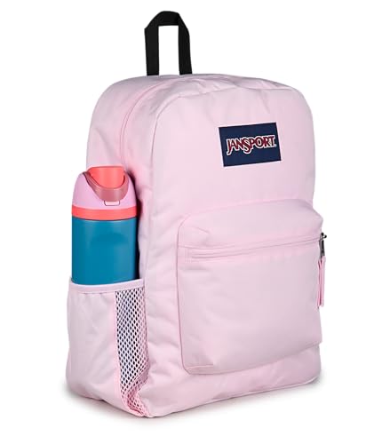 Image of JanSport Cross Town Backpack - Simple Bag for Everyone with 1 Main Compartment, Front Utility Pocket - Premium Class Accessories - Pink Ice