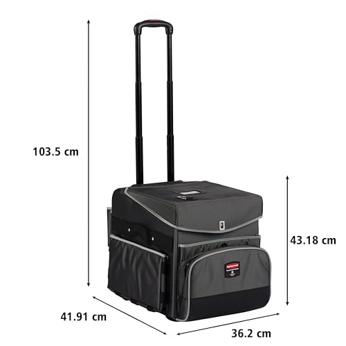 Image of Rubbermaid Commercial Products Executive Quick Carts, Mobile /Travel Office Cart, Small, Dark Gray, for Housekeeper /Sales Rep /Medical Professionals /Home Healthcare /Teachers