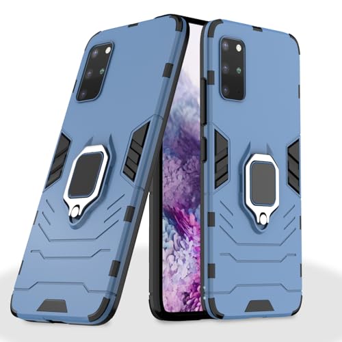 Image of Pikkme D5 Tough Armor Bumper Back Cover Case for Samsung Galaxy S20 Plus |Ring Holder & Kickstand in-Built (Blue)