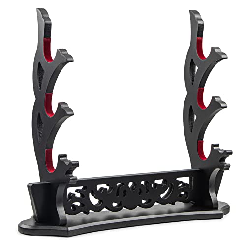 Ekkhysis 3-Tier Padded Hook Katana Stand Holder Display Hanger for Tanto Rapier Samurai Cosplay Blade Tanjirou Demon Slayer Weapon Display Stand