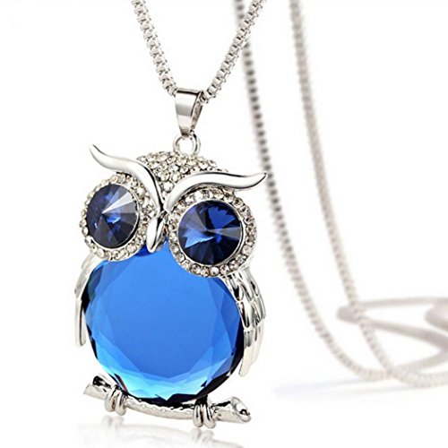 Women girls long pendant necklace cuekondy owl diamond chain stat…