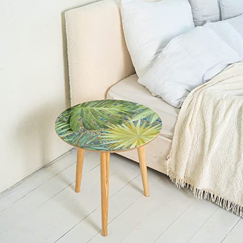 Monstera Handmade Mosaic Stained Glass Small Round Coffee Table High-Gloss Coffee Tables For Living Room Decor Mosaic Side Table #TOP3