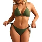 HISAGUHE Women Sexy Tie Rope Bikini Set 2 Piece Swimsuit Fashion Bathing Suit Swim Wear(Green,XL)