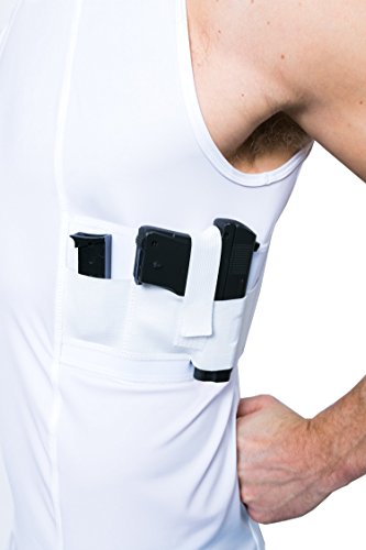 Graystone Holster Tank Top Shirt Concealed Carry Clothing For Men - Easy Reach Gun Concealment Sleeveless Compression Ccw Vest Tactical Clothes, X-Large, White #TOP3