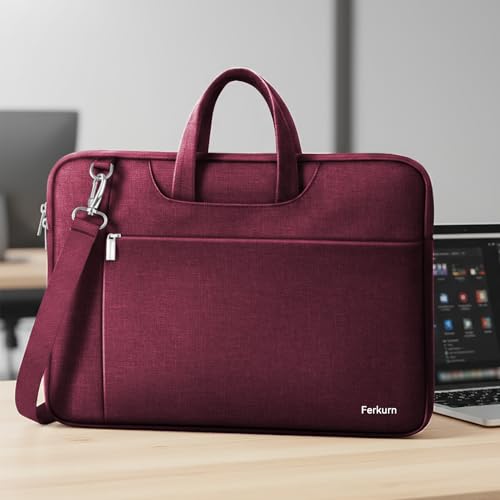 Image of Ferkurn Laptop Case Bag for Women Men Briefcase Messenger Bag, 17 17.3 Inch | Compatible with HP OmniBook Envy Omen Pavilion /LG Gram /Dell Inspiron Precision, Carrying Computer Bag 18 inch, Red