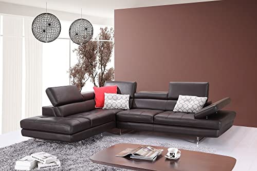Sofa Dreams Rome Leather Sofa in Coffee - Premium Full-Grain Leather Sectional for Modern Living Rooms