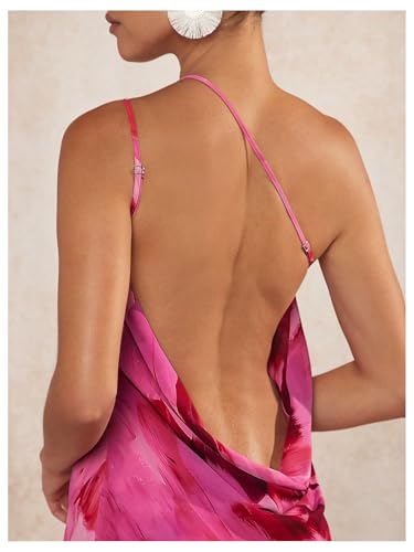 WDIRARA Women's Tie Dye One Shoulder Sleeveless Dress Draped Backless Mini Dresses4