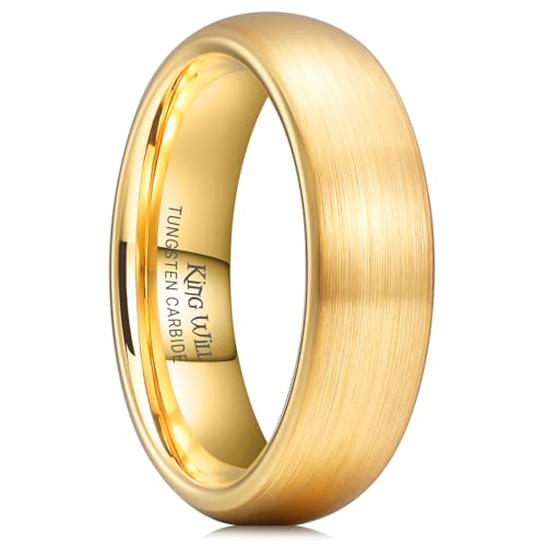 king will wedding band for men women tungsten carbide rings goldrose goldblackgunmetalsilver 2468mm matte brushed bands ring for couple promise rings for him amp her comfort fit