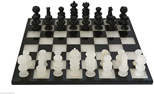 Échiquier en marbre noir onyx blanc jeu de échecs de luxe 20 cm