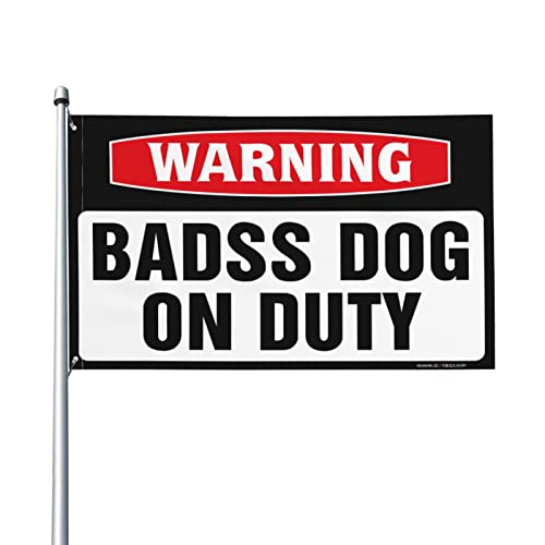 Drapeaux pour décoration de chambre fille et drapeau de jardin d'automne Badass Dog On Duty