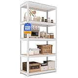 HOMEDANT House 組立簡単 ラミネート スチールラック キッチン 5段 幅90 奥行40 高さ180 ホワイト ホームダント 高さ調整可能 棚 収納棚 メタルラック クローゼット ガラージ オフィス 業務用