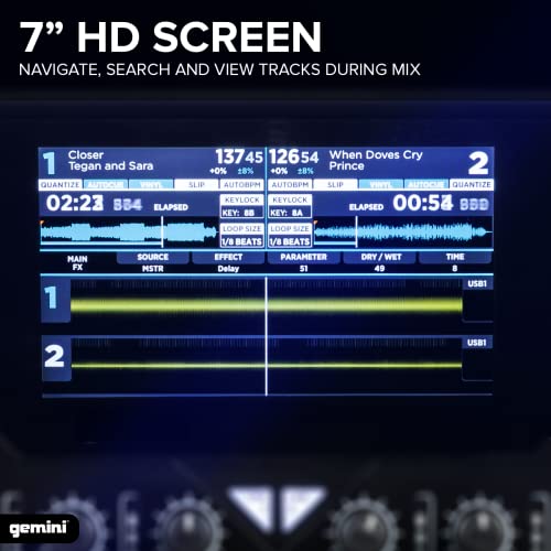 Gemini Sound SDJ-4000 Standalone / MIDI Contrôleur DJ Equipment Console de Console avec 2 Ponts, mélangeur Audio à 4 Canaux, Roues de Joges Capacitives Tactiles et Écran HD de 7 pouces - Image 4