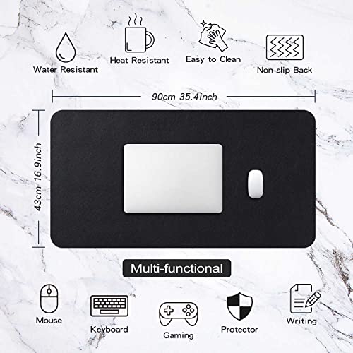 Image of Extended Mouse Pad Mat XXL Desk Pad Large Desk Mat DOBAOJIA 35.4 inch X 16.9 inch Desk Blotter Writing Pad for Laptop /Office /Home, PU Leather Waterproof +Suede Non-Slip 90 x 43cm (Black)