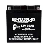 12V 30Ah YIX30L-BS YTX30L-BS Replacement For Polaris Ranger 800 Battery - Compatible with Polaris Sportsman 500 X2,EFI Touring, RZR 800, Ranger 570 UTV ATV Battery - 12 Volt Batteries, YIX30L YTX30L