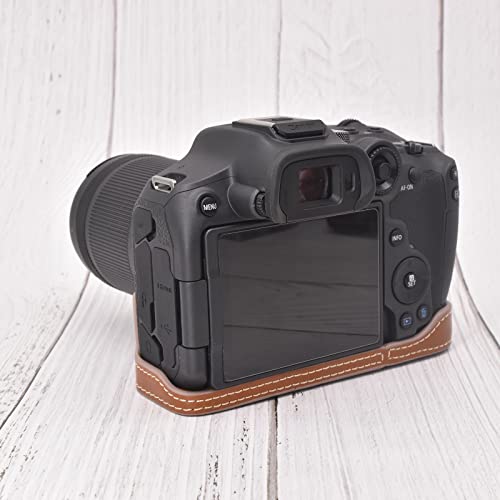 Funda Rieibi para Canon EOS R7 en cuero PU marrón miniatura 4