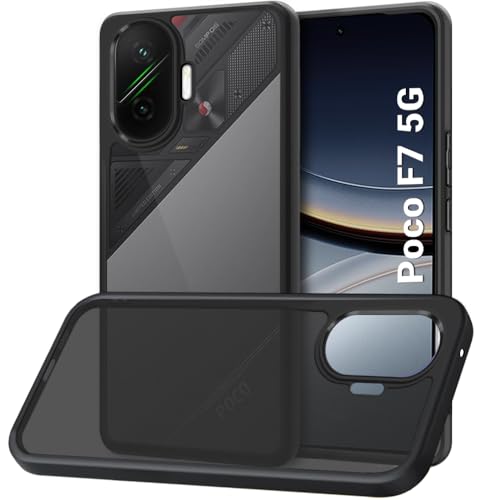Image of TheGiftKart Hybrid Shockproof Back Cover Case for Mi Poco F7 5G | Hard Back Cover Case for Poco F7 5G (PC & TPU, Translucent Smoke Matte Back, Black Sides)