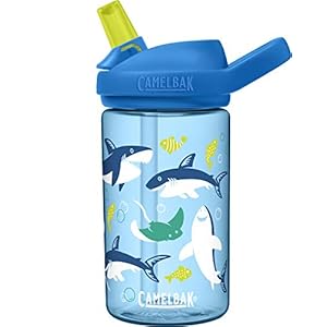 CamelBak eddy+ 14oz Kids Water Bottle with Tritan Renew – Straw Top, Leak-Proof When Closed, Sharks and Rays