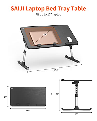 Laptop Desk For Bed, Saiji Lap Desks Bed Trays For Eating Writing, Adjustable Computer Laptop Stand, Foldable Lap Table In Sofa And Couch (23.6 X 13,Black) #TOP6