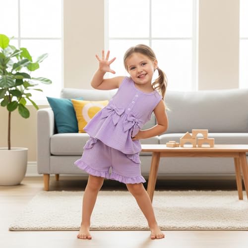 Image of Toddler Girl Clothes Sleeveless Top Shorts 2Pc Summer Outfit 12M-5T