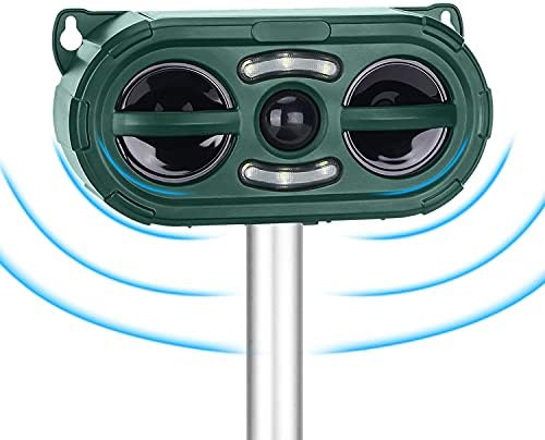 Solar Ultrasonic in Repellent Defender Rat, Squirrel, Deer, Raccoon, Skunk, Rabbit, Mole, Dog, Cat, Waterproof with Motion Detector