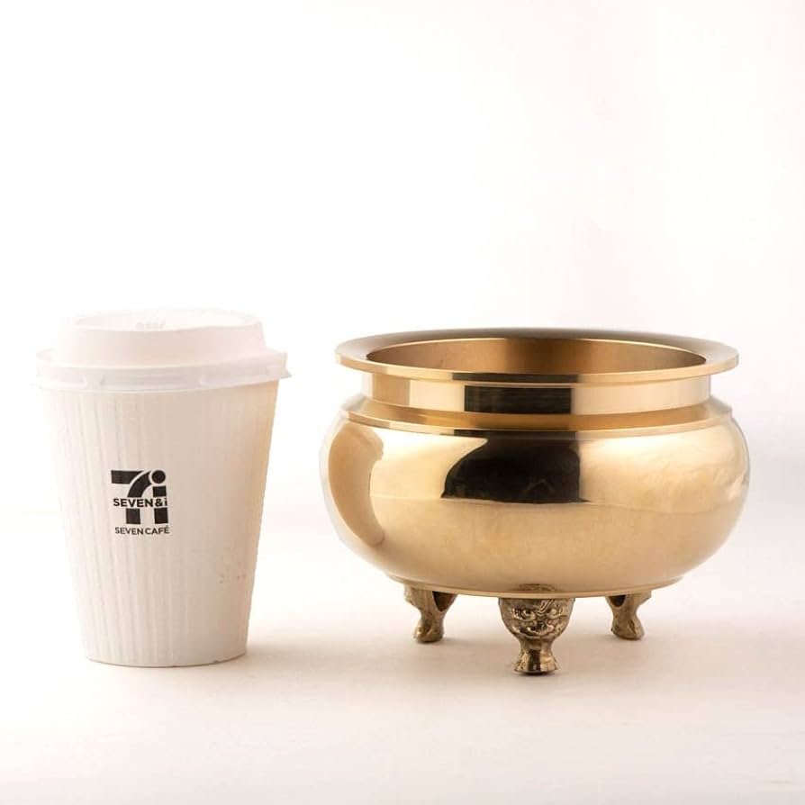 Amazon | 香炉 机上 香呂 (真鍮製 磨き) 4.5寸 (獅子足) 龍印
