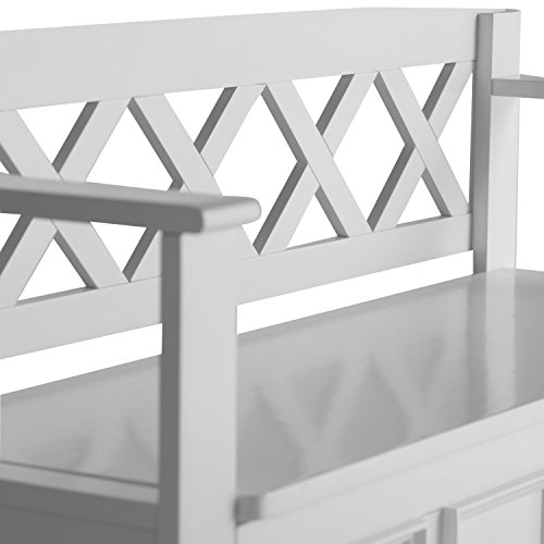 Simplihome Amherst Solid Wood 48 Inch Wide Entryway Storage Bench With Safety Hinge, Multifunctional Transitional In White #TOP7
