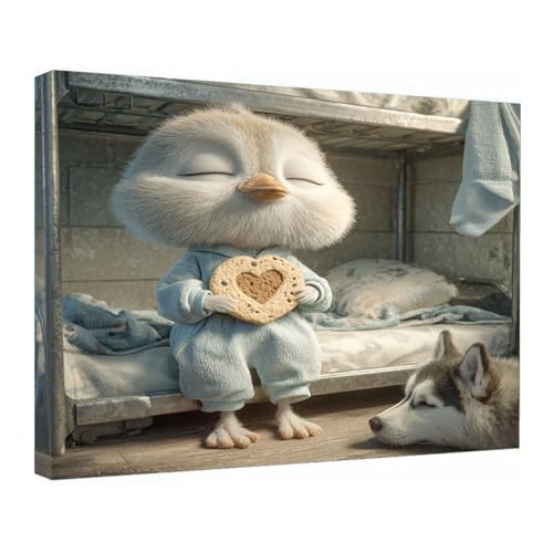 Toilettes froides ? Affiche oiseau et chien mignons pour égayer vos murs