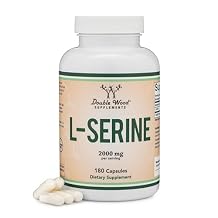 كبسولات L-Serine تم اختبار الطرف الثالث - 2000 مجم من الحصص المستخدمة في الدراسة السريرية ، 180 Count ، 500mg لكل كبسولة L Serine Amino Acid لإنتاج السيروتونين ودعم الدماغ بواسطة Double Wood