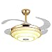 QCLU 36W LED di Musica Ventilatore a soffitto con Luce e Telecomando Modern Fan Lampadario con Bluetooth Speaker Interni Ventilatore Silenzioso con retrattili Paletta da Soggiorno Cucina