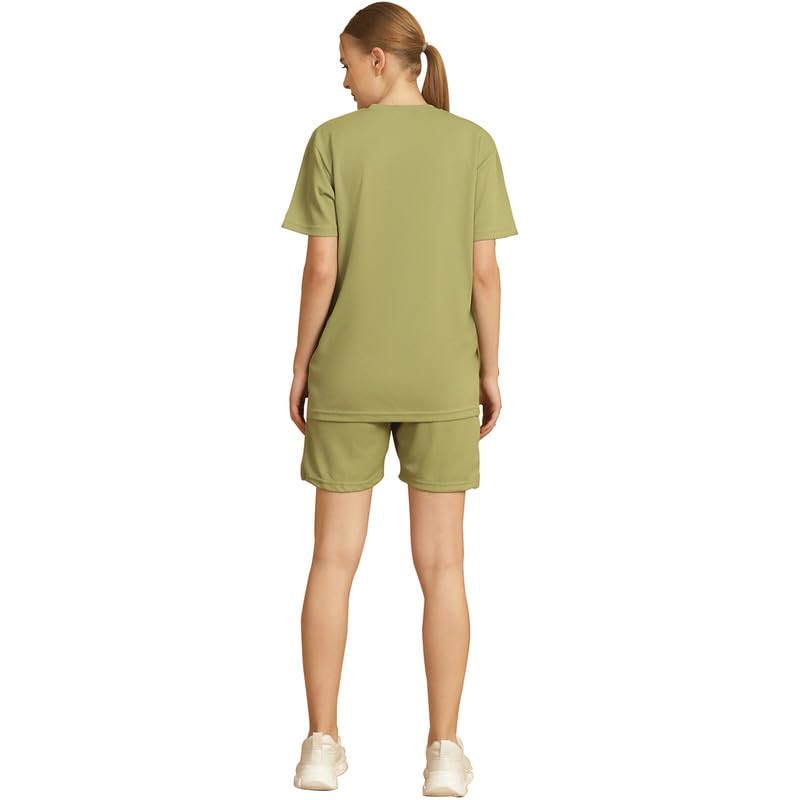 Image of Mack Jonney Solid Polyester Lycra Half sleeves Co-ord Set Trackuit For Women-P