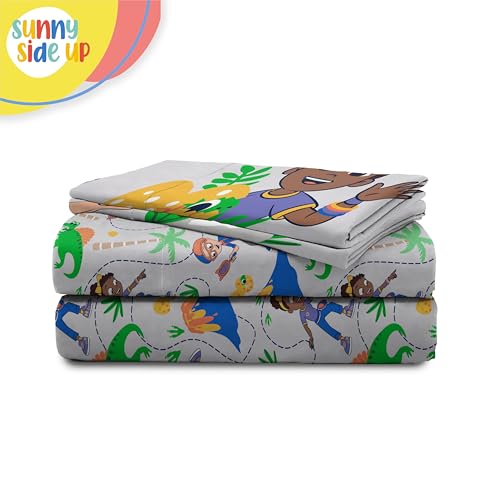 Image of Sunny Side Up Kids Sheet Set Includes Sheets and Pillow Cover - 100% Microfiber Bedding and Room Decor, Gray - Blippi, 4 Piece Full
