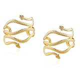 Pingyongchang 2 Pcs Cuff Bangle Bracelet for Women Open Wide Wire Bracelets Set Gold Wrist Cuff Wrap Bracelet Adjustable Classic Bohemia Birthday Gift (Snake Gold)