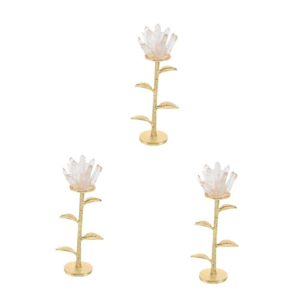 Flor de cristal rosa de alta calidad con adornos decorativos amarillos para coleccionistas