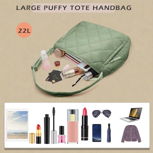 Image of Puffer Hobo Bag for Women Large Quilted Puffy Handbag Lightweight Quilted Carryall Shoulder Bag for Work Travel Gym